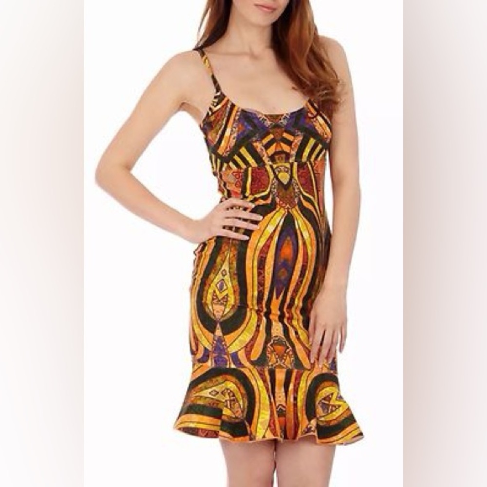 TORN BY RONNY KOBO Gold-Multi Printed
Ruffled Party Dress size S